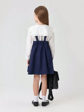 Young Girls' Vintage Style Loose Pleated Suspender Dress, Autumn